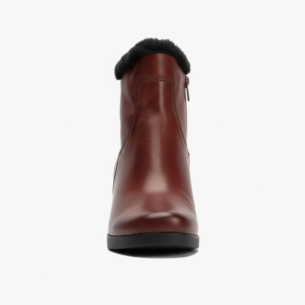 Botín con Pelo en napa de mujer color burdeos