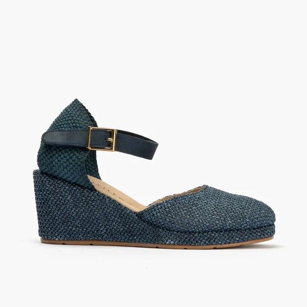 Sandalia estilo valenciana cu&ntilde;a alta con pulsera Marino