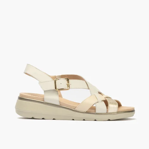Sandalia plana para mujer en piel napa Glacial