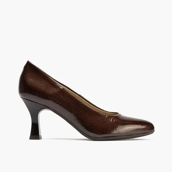 Zapato de Sal&oacute;n Mujer Stiletto Marron de Tac&oacute;n Alto en Piel Charol